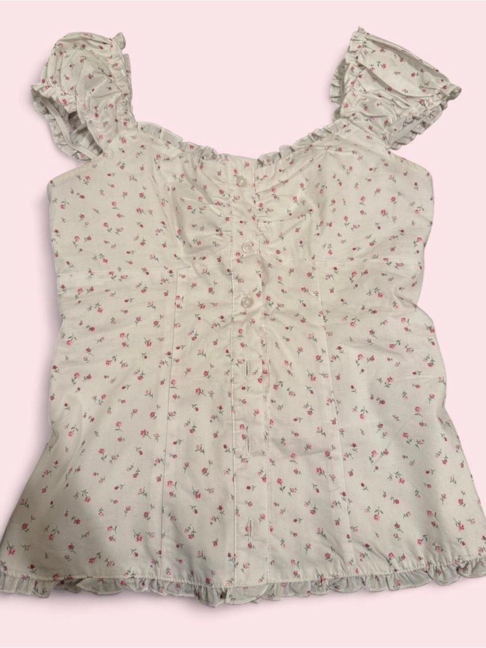 Hollister White Button-Front Babydoll Top